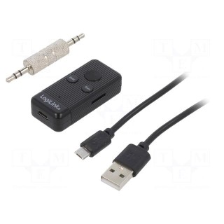 BT receiver | black | Jack 3,5mm,microSD,USB B micro | 10m | 300mAh