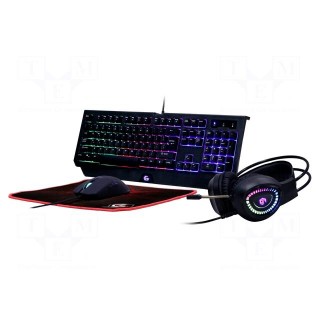 Gaming kit | black | Jack 3,5mm,USB A | wired,US layout | 1.8m | 32Ω