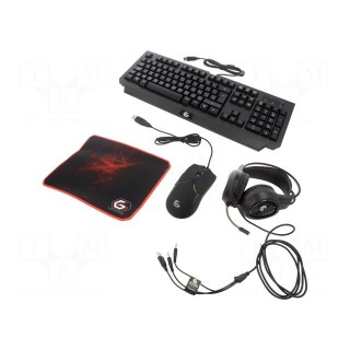 Gaming kit | black | Jack 3,5mm,USB A | HU layout,wired | 1.8m | 32Ω