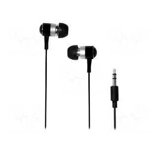 Headphones | black | Jack 3,5mm | 0.05÷18kHz | 109dB | 1.1m