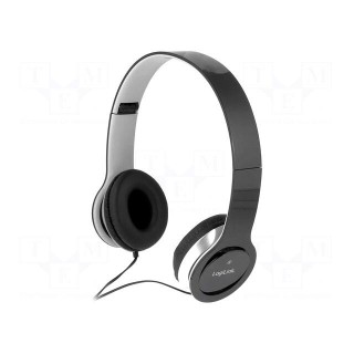 Headphones with microphone | black | Jack 3,5mm | 1.2m | 20÷20000Hz