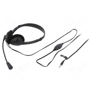 Headphones with microphone | black | Jack 3,5mm | 1.8m | 20÷20000Hz