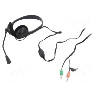 Headphones with microphone | black | Jack 3,5mm x2 | 1.8m | 32Ω | 98dB
