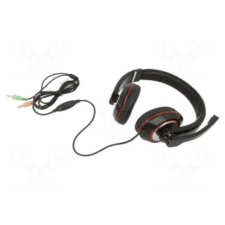 Headphones with microphone | black | Jack 3,5mm x2 | 1.8m | 32Ω