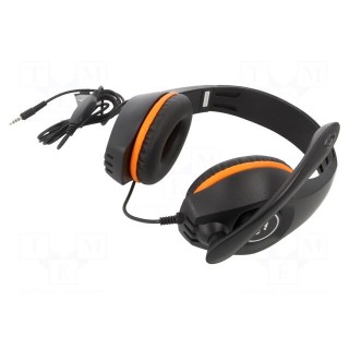 Headphones with microphone | black,orange | Jack 3,5mm | 2m | 32Ω