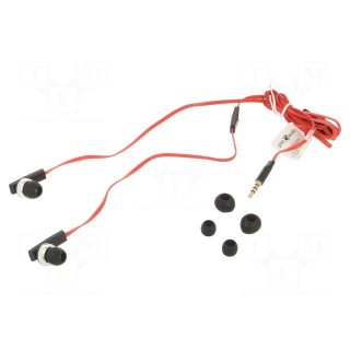 Headphones with microphone | black,red | Jack 3,5mm | in-ear | 1.2m