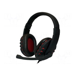 Headphones with microphone | black,red | USB | 20÷20000Hz | 32Ω | 2.2m