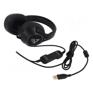 Headphones with microphone | black,red | USB A | 2.4m | 20Hz÷20kHz