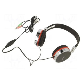 Headphones with microphone | black,red,silver | Jack 3,5mm x2