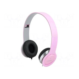 Headphones with microphone | pink | Jack 3,5mm | 20÷20000Hz | 32Ω