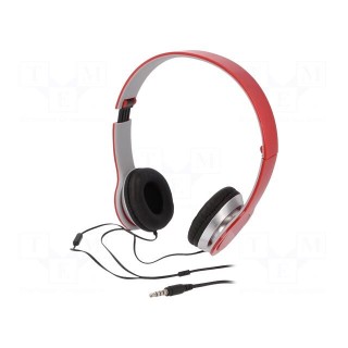 Headphones with microphone | red,silver | Jack 3,5mm | 20÷20000Hz