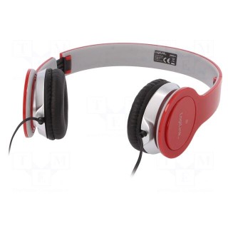 Headphones with microphone | red,silver | Jack 3,5mm | 20÷20000Hz