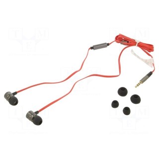 Headphones with microphone | red,silver | Jack 3,5mm | in-ear | 1.2m