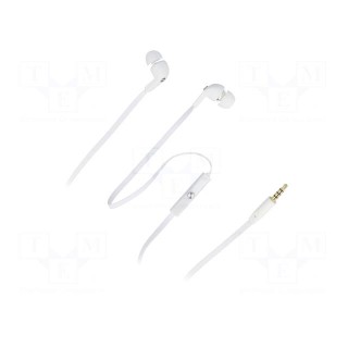 Headphones with microphone | white | Jack 3,5mm | in-ear | 1.2m | 32Ω