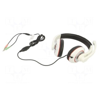 Headphones with microphone | white,black | Jack 3,5mm x2 | 1.8m