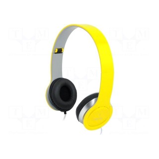 Headphones with microphone | yellow | Jack 3,5mm | 20÷20000Hz | 32Ω