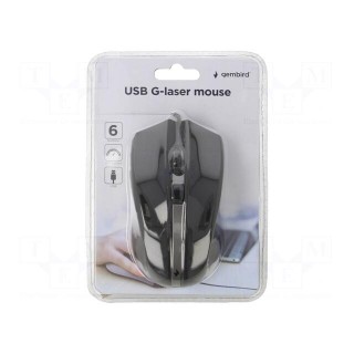 Laser mouse | black | USB A | wired | Features: DPI change button