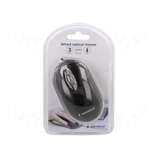 Optical mouse | black | USB A | wired | 1.25m | No.of butt: 3
