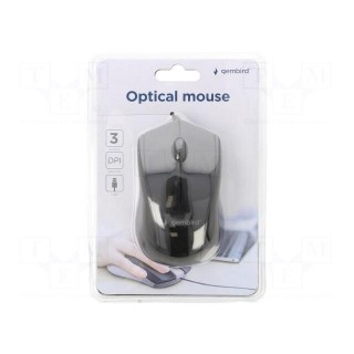 Optical mouse | black | USB A | wired | 1.35m | No.of butt: 3