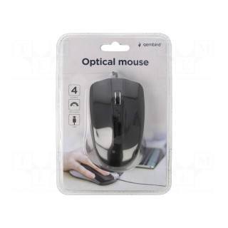 Optical mouse | black | USB A | wired | 1.35m | No.of butt: 4