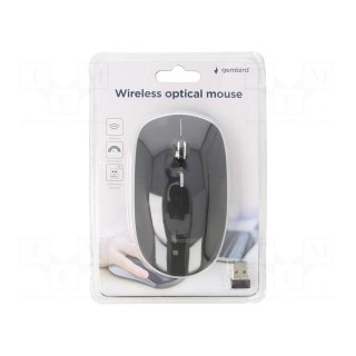 Optical mouse | black | USB A | wireless | 10m | No.of butt: 4