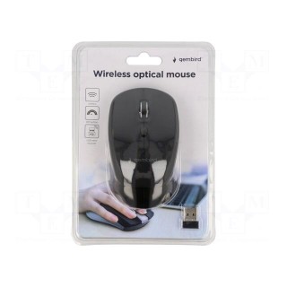 Optical mouse | black | USB A | wireless | 10m | No.of butt: 4