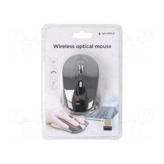 Optical mouse | black | USB A | wireless | 10m | No.of butt: 6