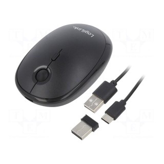 Optical mouse | black | USB A | wireless,Bluetooth 4.0 | 10m