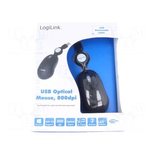 Optical mouse | black | USB | wired | No.of butt: 3 | 0.7m