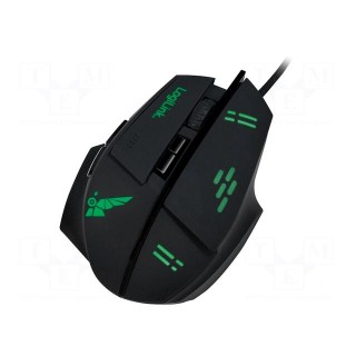 Optical mouse | black,green | USB | wired | No.of butt: 7