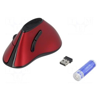 Optical mouse | red | USB | wireless | No.of butt: 5