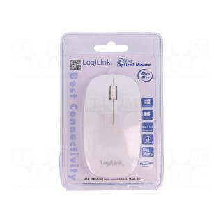 Optical mouse | white | USB | wired | No.of butt: 3