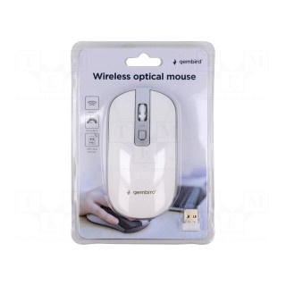 Optical mouse | white,silver | USB A | wireless | 10m | No.of butt: 4