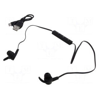 Wireless headphones with microphone | black | Features: with LED