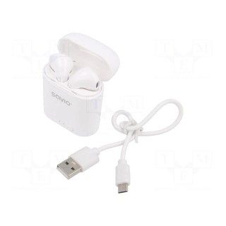 Wireless headphones with microphone | white | USB B micro | 10m