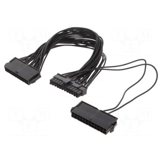 Cable: mains | ATX socket 24pin x2,ATX plug 24pin | 0.3m | black