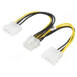 Cable: mains | Molex male x2,PCI-E 8pin female | 0.15m