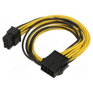 Cable: mains | PCIe 8pin male,PCIe 8pin female | 0.4m