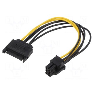 Cable: mains SATA | PCIe 6pin female,SATA 15pin male | 0.18m