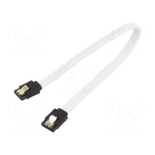 Cable: SATA | SATA plug,both sides | 0.3m | SATA III | white | 6Gbps