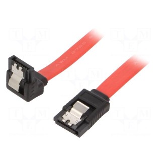 Cable: SATA | SATA plug,SATA plug angled | 0.5m | SATA III | red