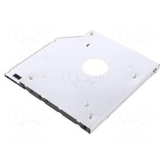 Hard discs housing: 2,5" | Enclos.mat: aluminium | 122x122x9.5mm