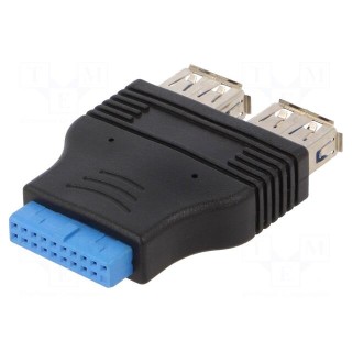 Transition: adapter | USB 3.0 19pin,USB A socket x2