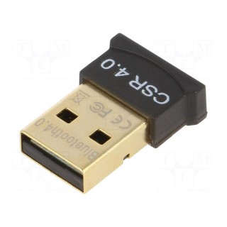 BT adapter | USB A plug | Bluetooth 4.0,USB 2.0 | black | 24Mbps | 50m