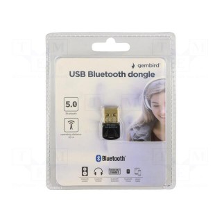 BT adapter | USB A plug | Bluetooth 5.0,USB 2.0 | black | 20m