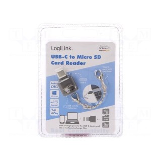 Card reader: memory | USB C plug | OTG,USB 2.0 | 480Mbps