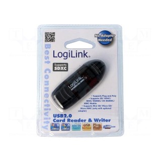 Card reader: memory | USB A plug | USB 2.0 | 480Mbps