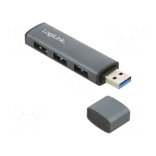 Hub USB | USB A socket x3,USB A plug | USB 3.2 | PnP | aluminium