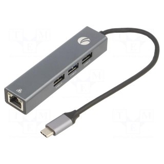 Hub USB | RJ45 socket,USB A socket x3,USB C plug | USB 3.0 | 5Gbps