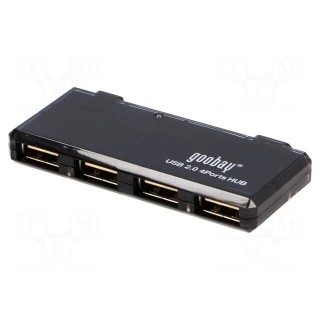 Hub USB | USB 1.1,USB 2.0 | black | Number of ports: 4 | 480Mbps | 0.4m